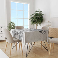 New Zealand Sea Animals Tablecloth with Maori Koru Tribal Tattoo and Silver Ferns White Color