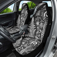 New Zealand Sea Animals Car Seat Cover with Maori Koru Tribal Tattoo and Silver Ferns Black Color