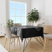 New Zealand Sea Animals Tablecloth with Maori Koru Tribal Tattoo and Silver Ferns Black Color