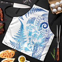 New Zealand Sea Animals Apron with Maori Koru Tribal Tattoo and Silver Ferns Galaxy Style