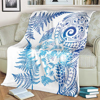 New Zealand Sea Animals Blanket with Maori Koru Tribal Tattoo and Silver Ferns Galaxy Style