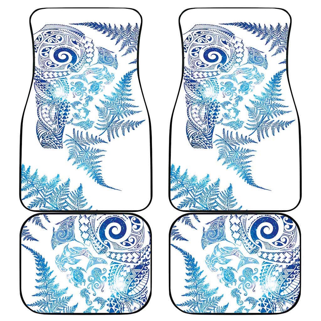 New Zealand Sea Animals Car Mats with Maori Koru Tribal Tattoo and Silver Ferns Galaxy Style