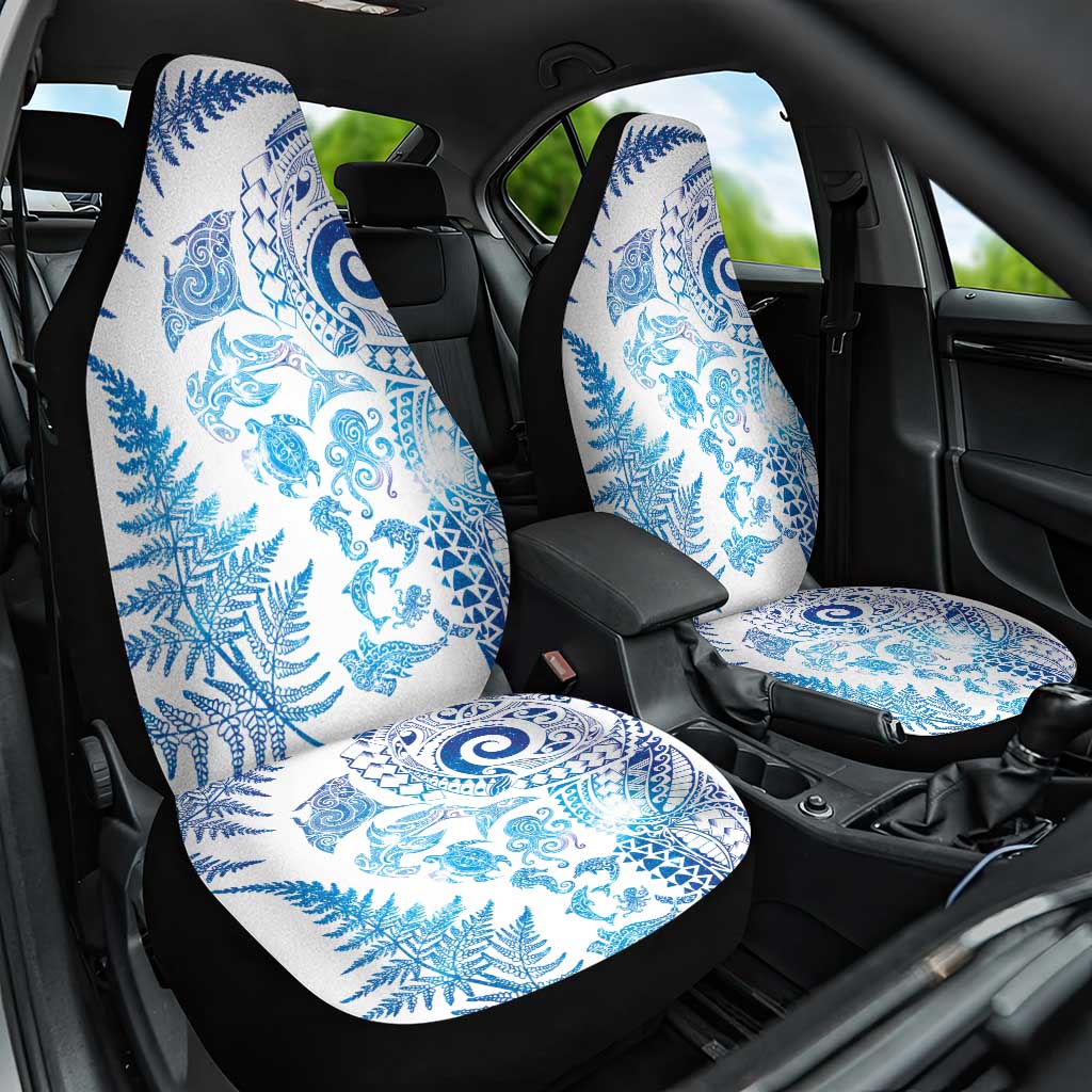 New Zealand Sea Animals Car Seat Cover with Maori Koru Tribal Tattoo and Silver Ferns Galaxy Style LT03 One Size Multicolor - Polynesian Pride