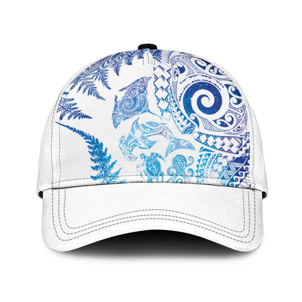 New Zealand Sea Animals Classic Cap with Maori Koru Tribal Tattoo and Silver Ferns Galaxy Style