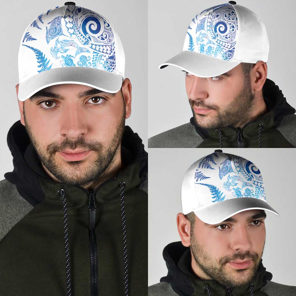 New Zealand Sea Animals Classic Cap with Maori Koru Tribal Tattoo and Silver Ferns Galaxy Style