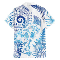 New Zealand Sea Animals Family Matching Long Sleeve Bodycon Dress and Hawaiian Shirt with Maori Koru Tribal Tattoo and Silver Ferns Galaxy Style