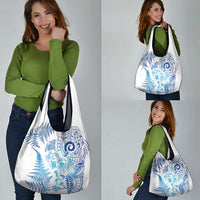 New Zealand Sea Animals Grocery Bag with Maori Koru Tribal Tattoo and Silver Ferns Galaxy Style