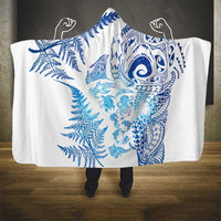 New Zealand Sea Animals Hooded Blanket with Maori Koru Tribal Tattoo and Silver Ferns Galaxy Style
