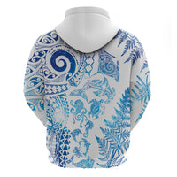New Zealand Sea Animals Hoodie with Maori Koru Tribal Tattoo and Silver Ferns Galaxy Style