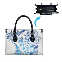 New Zealand Sea Animals Leather Bag with Maori Koru Tribal Tattoo and Silver Ferns Galaxy Style