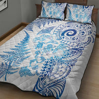 New Zealand Sea Animals Quilt Bed Set with Maori Koru Tribal Tattoo and Silver Ferns Galaxy Style