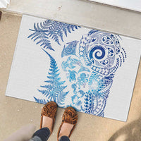 New Zealand Sea Animals Rubber Doormat with Maori Koru Tribal Tattoo and Silver Ferns Galaxy Style