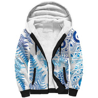 New Zealand Sea Animals Sherpa Hoodie with Maori Koru Tribal Tattoo and Silver Ferns Galaxy Style