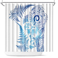 New Zealand Sea Animals Shower Curtain with Maori Koru Tribal Tattoo and Silver Ferns Galaxy Style