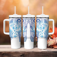 New Zealand Sea Animals Tumbler With Handle with Maori Koru Tribal Tattoo and Silver Ferns Galaxy Style