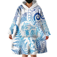 New Zealand Sea Animals Wearable Blanket Hoodie with Maori Koru Tribal Tattoo and Silver Ferns Galaxy Style
