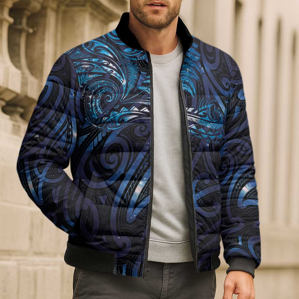 New Zealand New Year-Matariki Bomber Puffer Jacket Aotearoa Maori Tattoo Galaxy Sky LT03 - Polynesian Pride