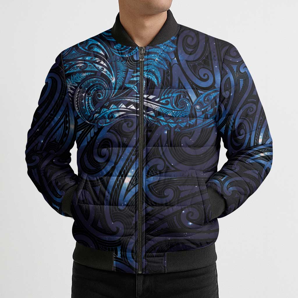 New Zealand New Year-Matariki Bomber Puffer Jacket Aotearoa Maori Tattoo Galaxy Sky LT03 - Polynesian Pride