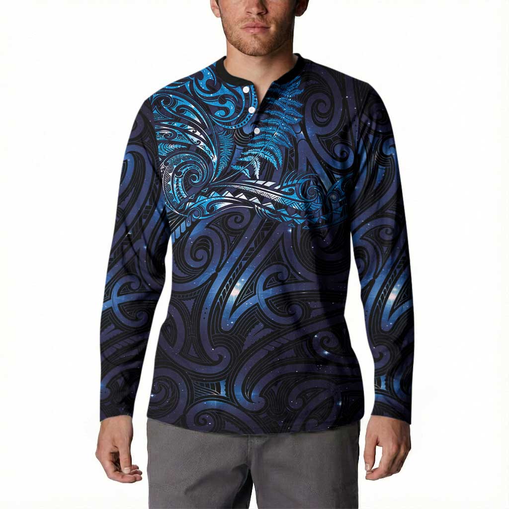 New Zealand New Year-Matariki Button Sweatshirt Aotearoa Maori Tattoo Galaxy Sky LT03 - Polynesian Pride