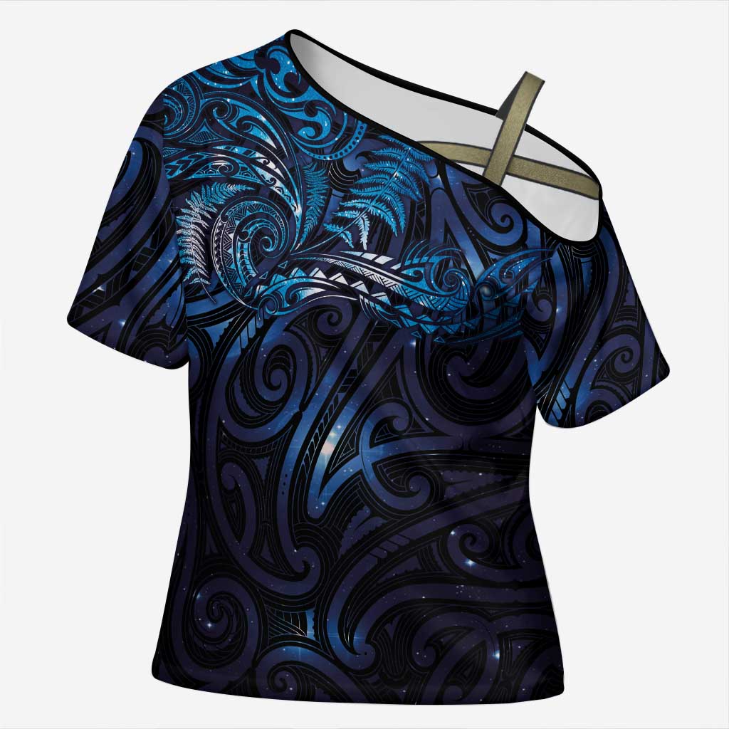 New Zealand New Year-Matariki Cross Shoulder Shirt Aotearoa Maori Tattoo Galaxy Sky LT03 Female Multicolor - Polynesian Pride