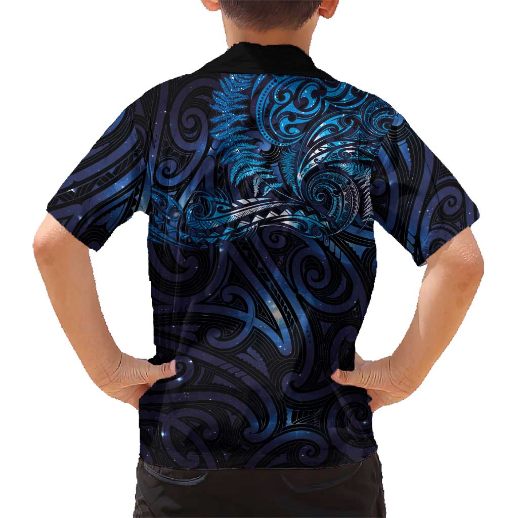 New Zealand New Year-Matariki Family Matching Off The Shoulder Long Sleeve Dress and Hawaiian Shirt Aotearoa Maori Tattoo Galaxy Sky