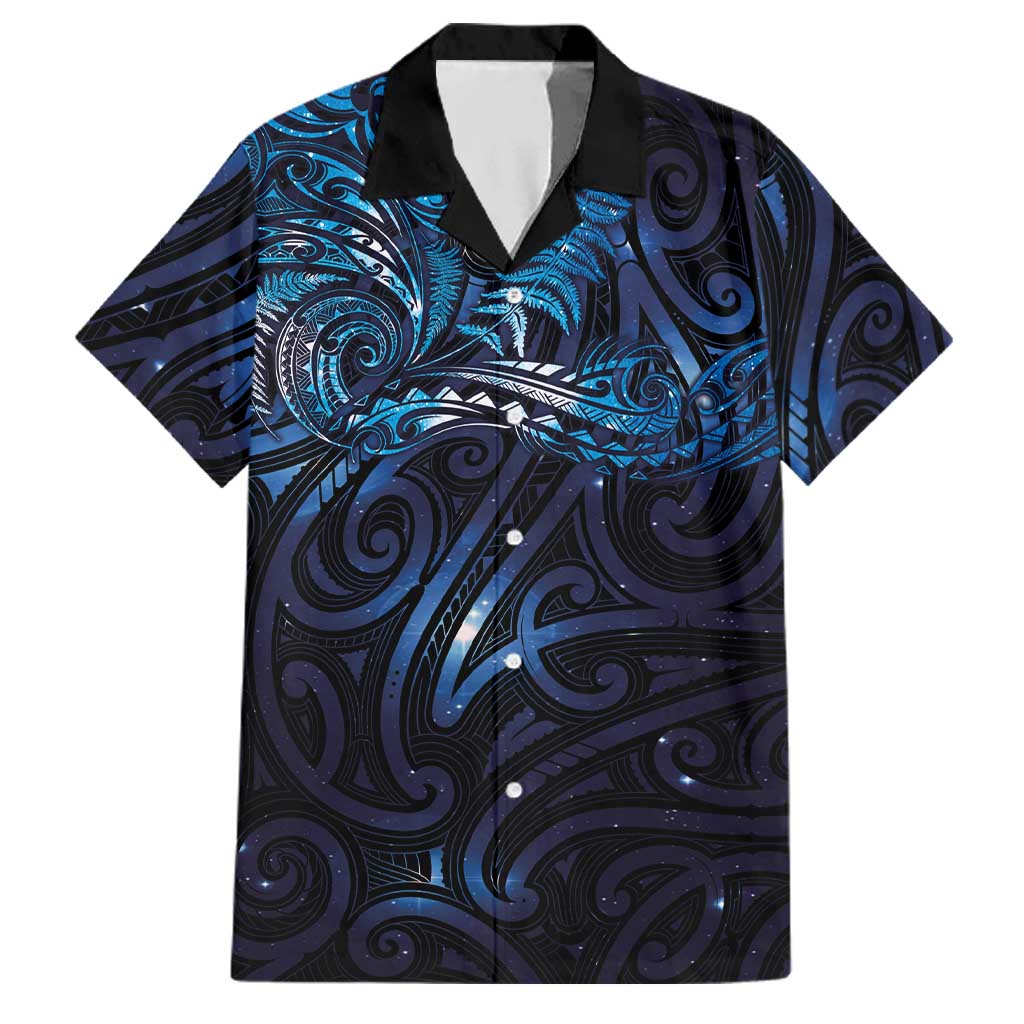 New Zealand New Year-Matariki Family Matching Off The Shoulder Long Sleeve Dress and Hawaiian Shirt Aotearoa Maori Tattoo Galaxy Sky