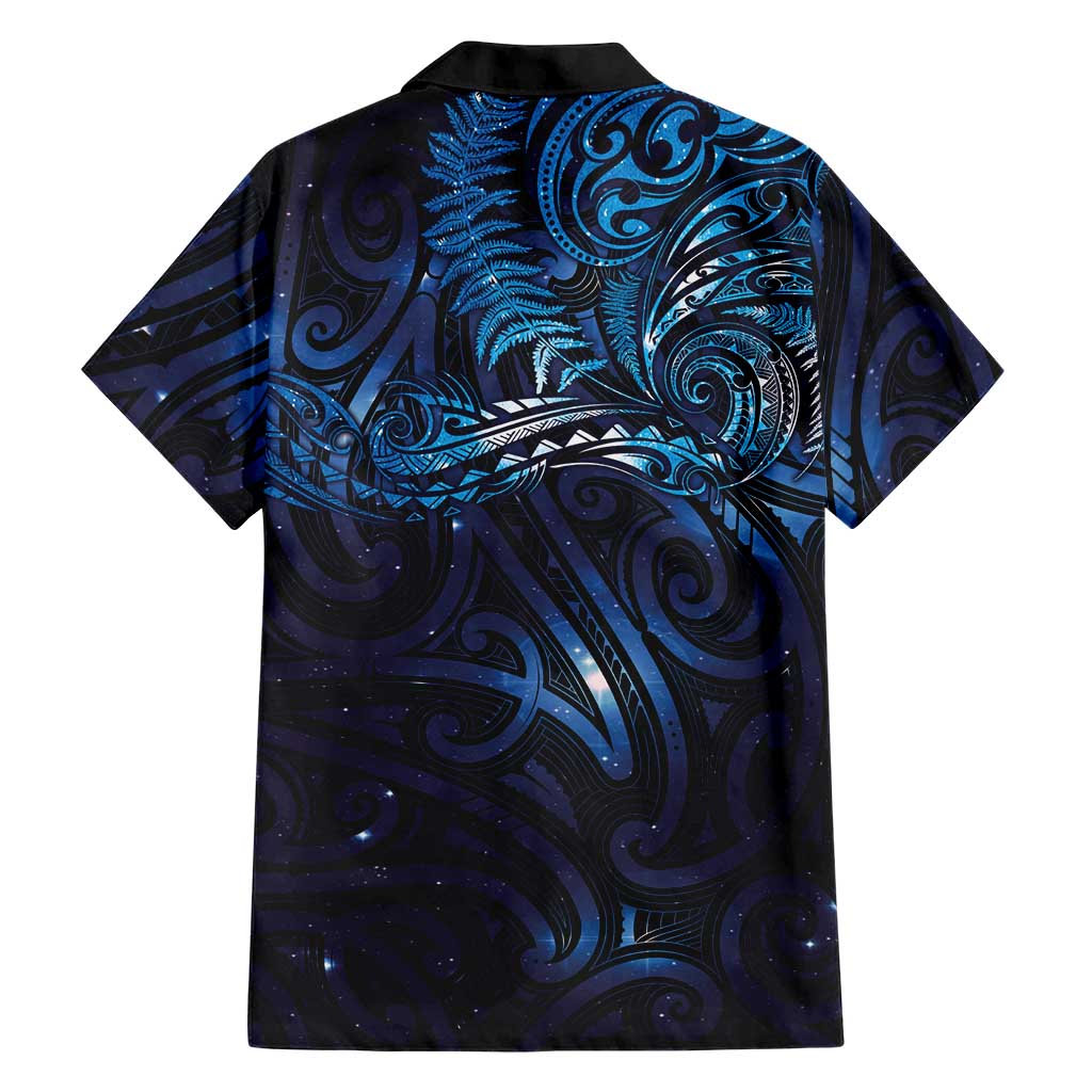 New Zealand New Year-Matariki Family Matching Off Shoulder Short Dress and Hawaiian Shirt Aotearoa Maori Tattoo Galaxy Sky