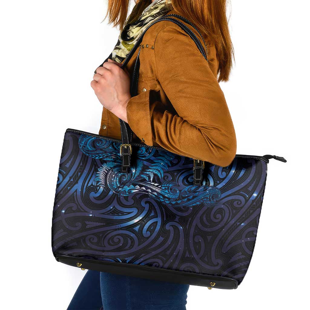 New Zealand New Year-Matariki Leather Tote Bag Aotearoa Maori Tattoo Galaxy Sky LT03 Multicolor - Polynesian Pride