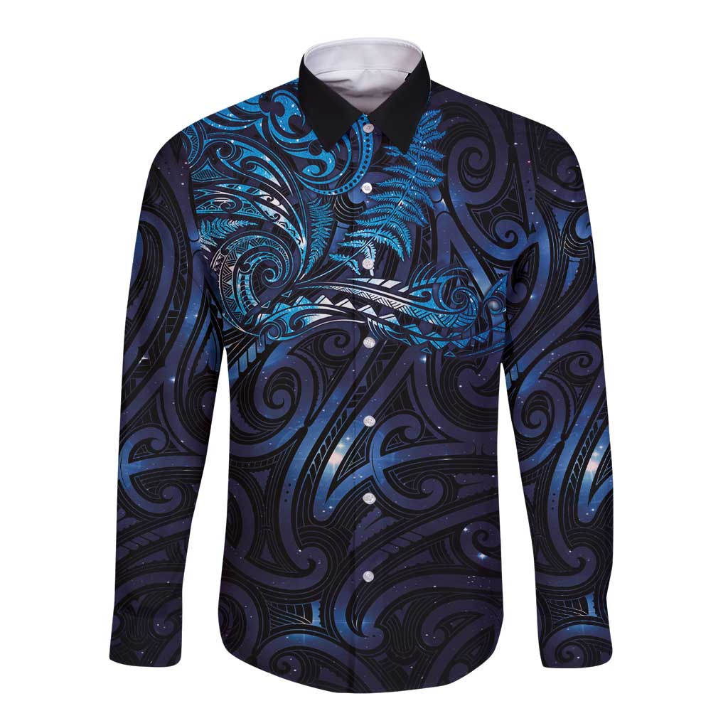New Zealand New Year-Matariki Long Sleeve Button Shirt Aotearoa Maori Tattoo Galaxy Sky LT03 Unisex Multicolor - Polynesian Pride