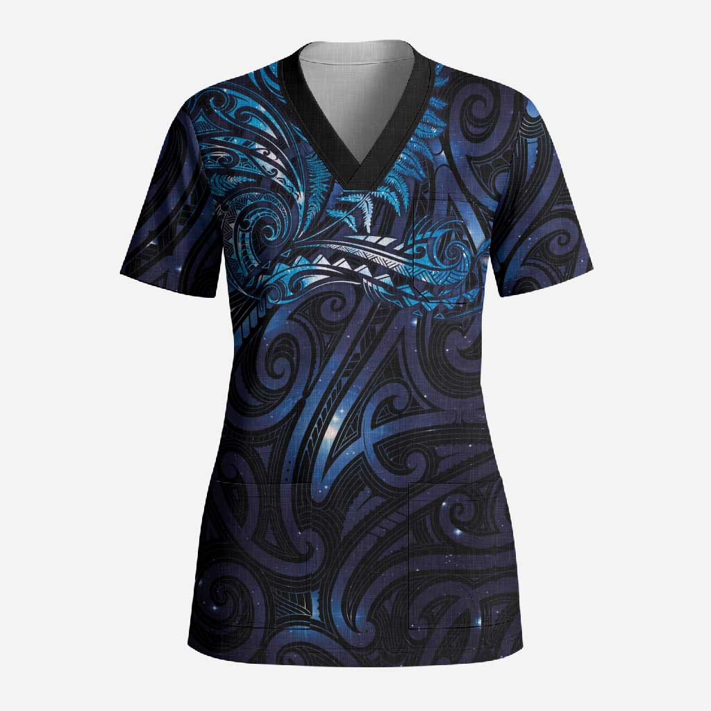 New Zealand New Year-Matariki Scrub Top Aotearoa Maori Tattoo Galaxy Sky LT03 Adult Multicolor - Polynesian Pride
