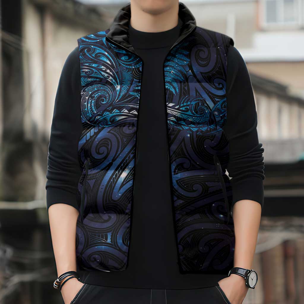 New Zealand New Year-Matariki Sleeveless Puffer Jacket Aotearoa Maori Tattoo Galaxy Sky LT03 - Polynesian Pride