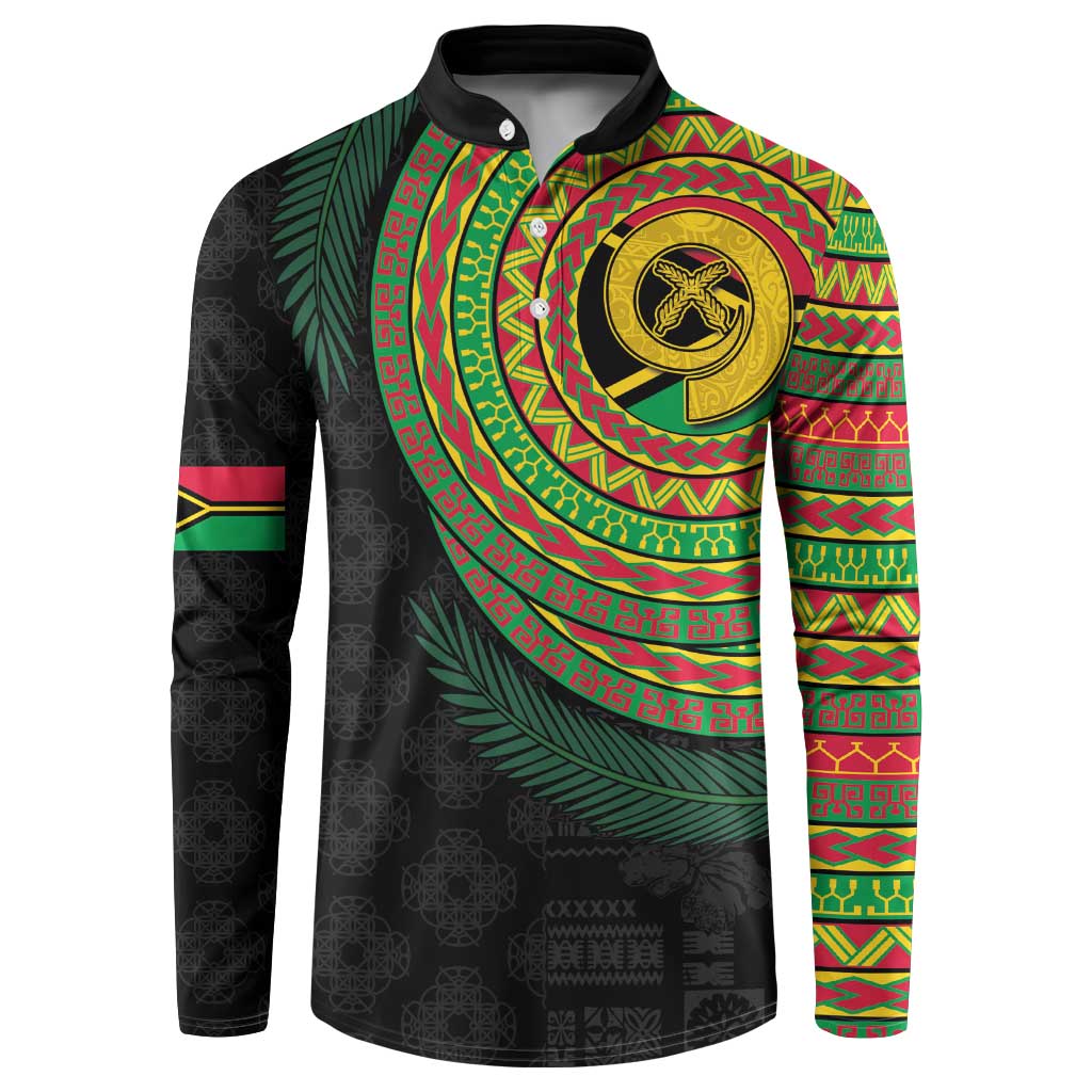 Vanuatu Tribal Tattoo with Namele Leaves Button Sweatshirt