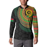 Vanuatu Tribal Tattoo with Namele Leaves Button Sweatshirt