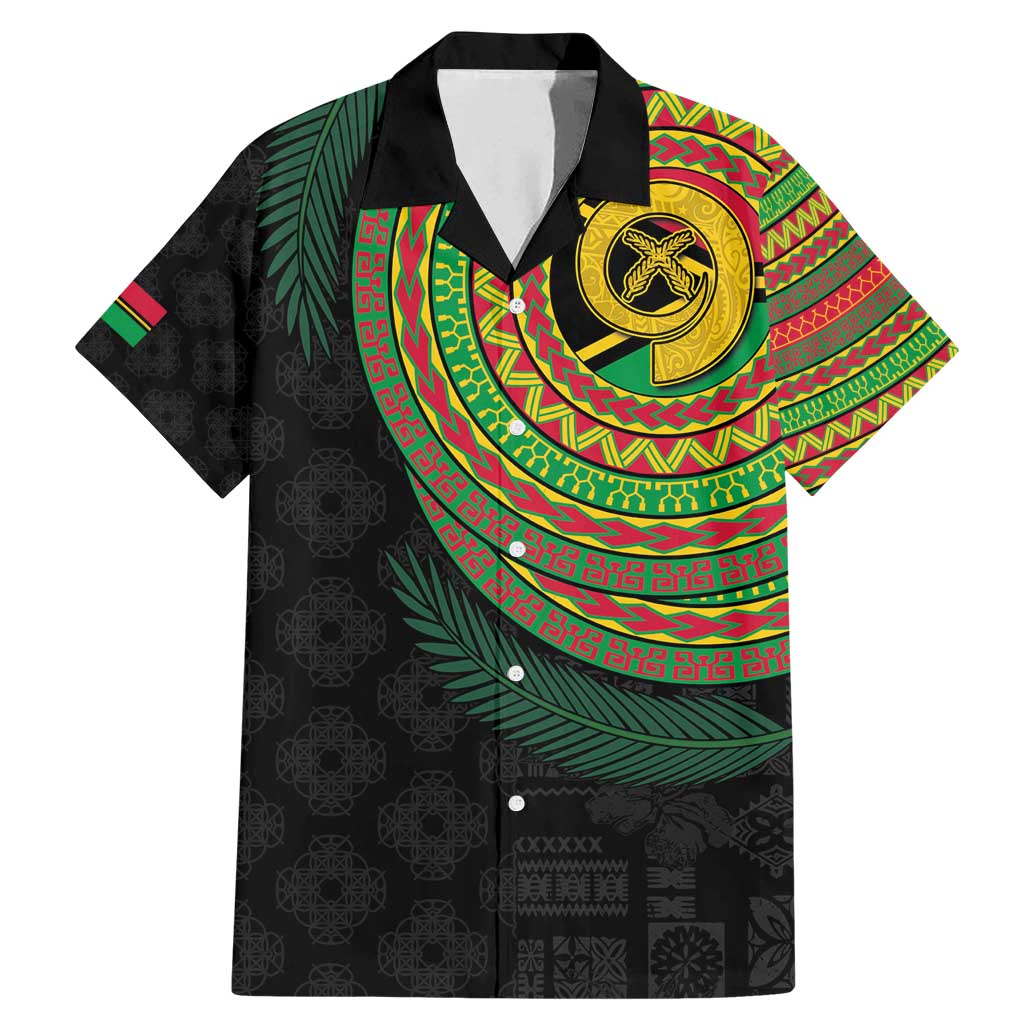 Vanuatu Tribal Tattoo with Namele Leaves Family Matching Mermaid Dress and Hawaiian Shirt