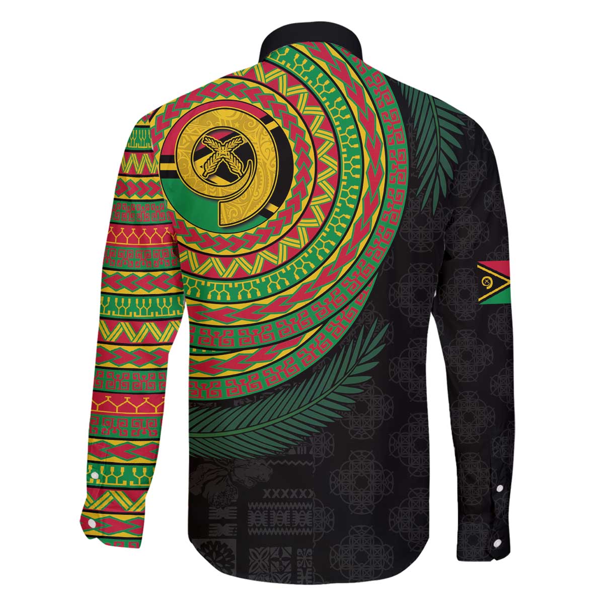 Vanuatu Tribal Tattoo with Namele Leaves Family Matching Off The Shoulder Long Sleeve Dress and Hawaiian Shirt