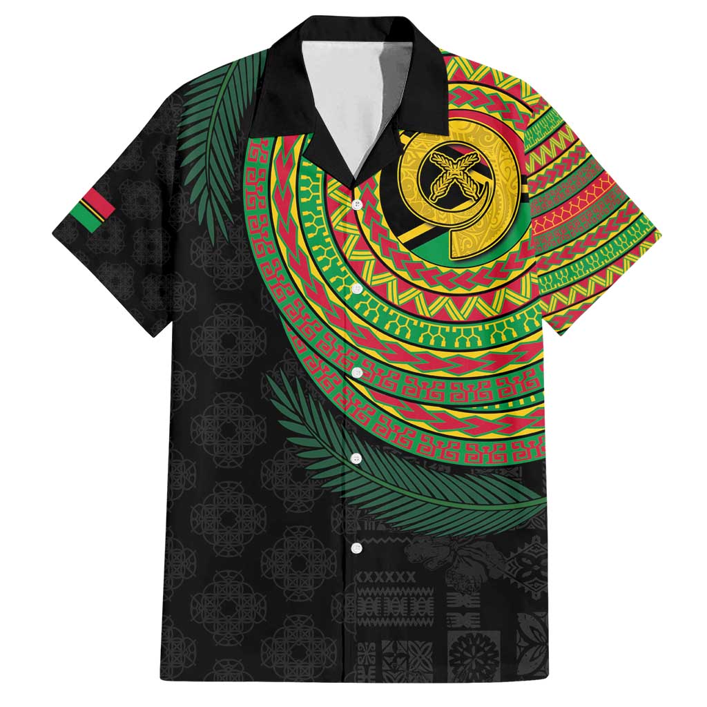 Vanuatu Tribal Tattoo with Namele Leaves Family Matching Tank Maxi Dress and Hawaiian Shirt