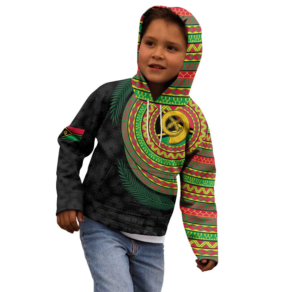 Vanuatu Tribal Tattoo with Namele Leaves Kid Hoodie