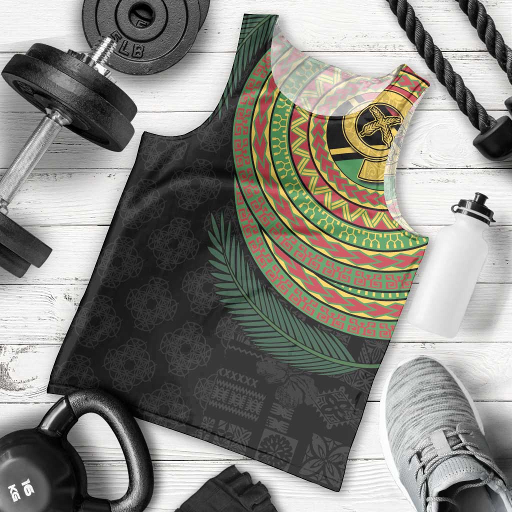 Vanuatu Tribal Tattoo with Namele Leaves Men Tank Top