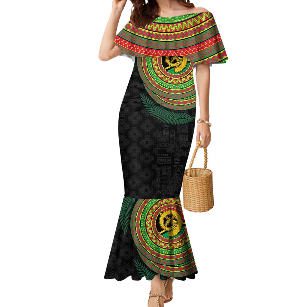 Vanuatu Tribal Tattoo with Namele Leaves Mermaid Dress