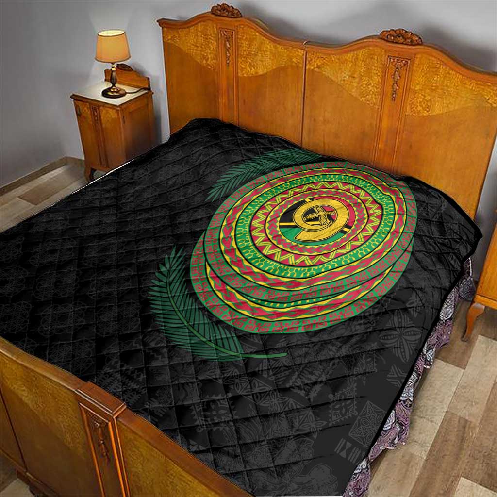 Vanuatu Tribal Tattoo with Namele Leaves Quilt