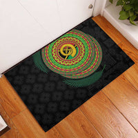 Vanuatu Tribal Tattoo with Namele Leaves Rubber Doormat