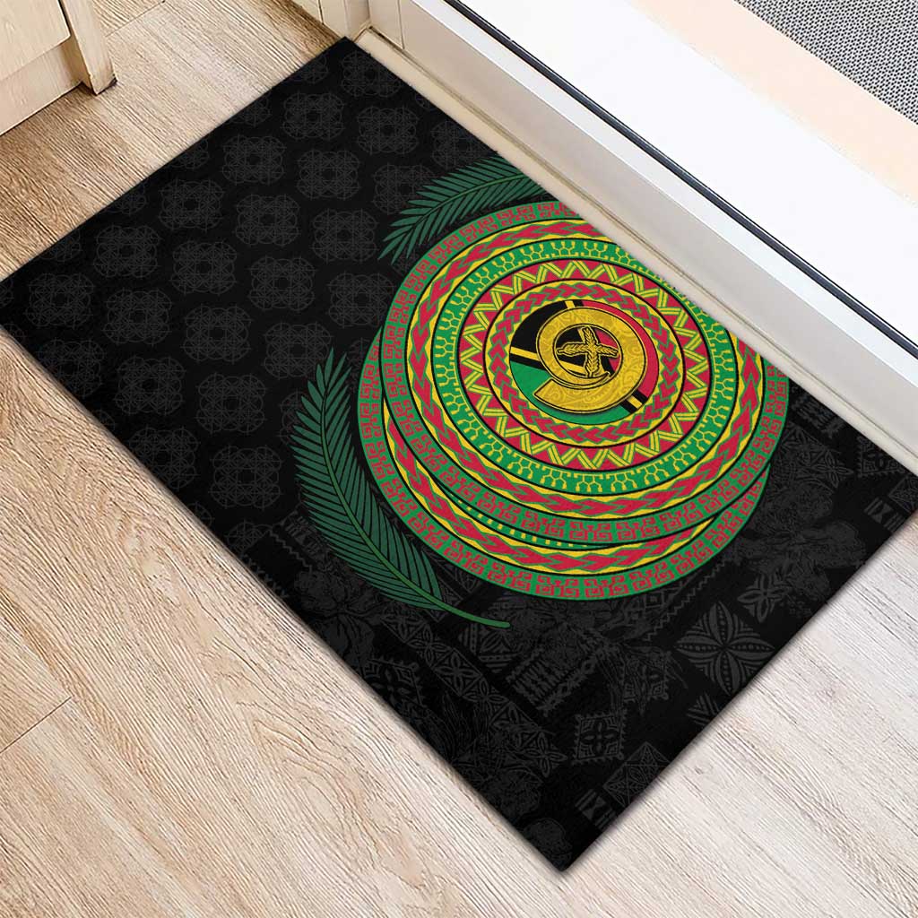 Vanuatu Tribal Tattoo with Namele Leaves Rubber Doormat