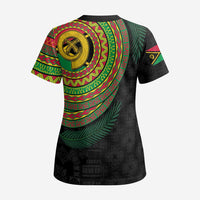 Vanuatu Tribal Tattoo with Namele Leaves Scrub Top LT03 - Polynesian Pride