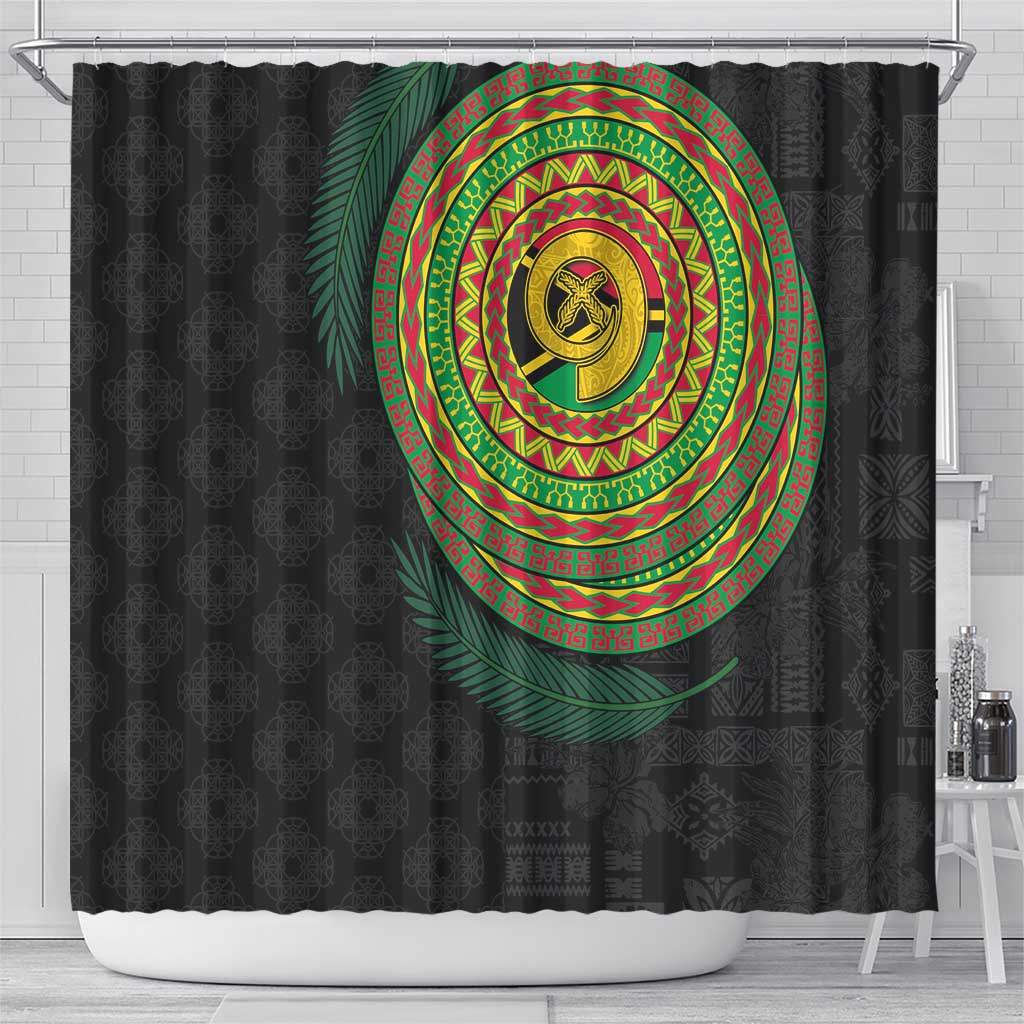 Vanuatu Tribal Tattoo with Namele Leaves Shower Curtain