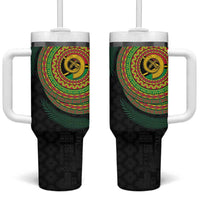 Vanuatu Tribal Tattoo with Namele Leaves Tumbler With Handle