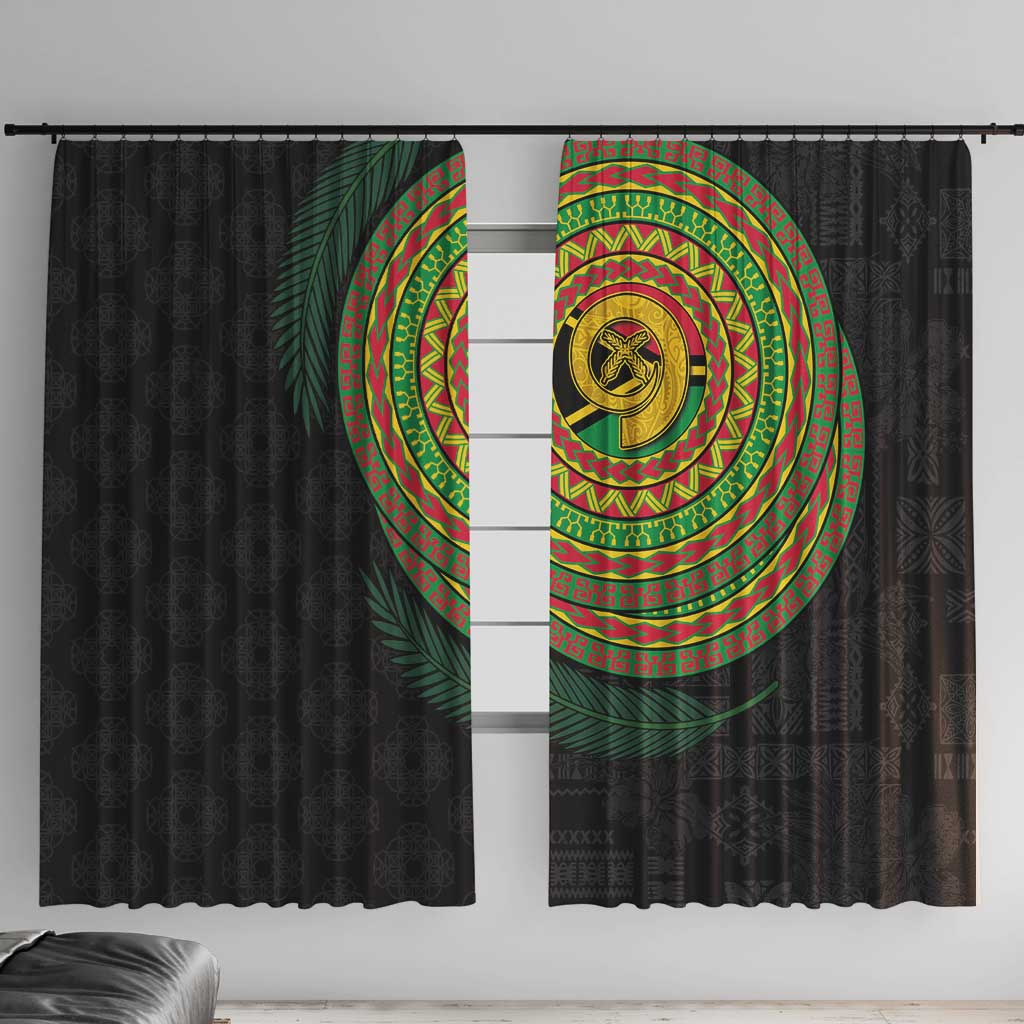 Vanuatu Tribal Tattoo with Namele Leaves Window Curtain