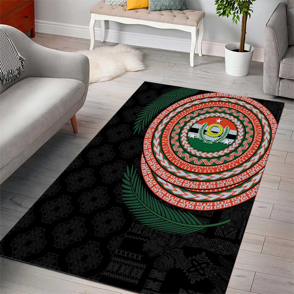 Penama Tribal Tattoo with Namele Leaves Area Rug