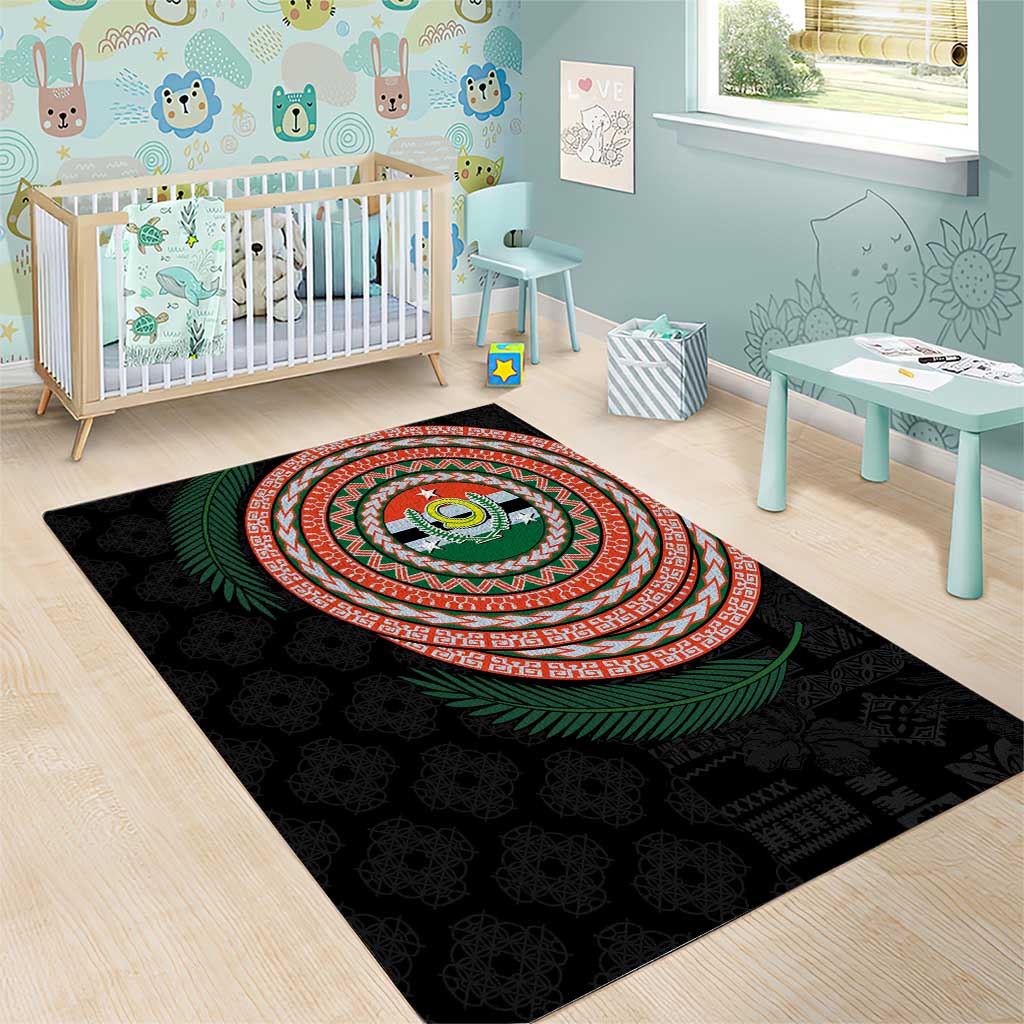 Penama Tribal Tattoo with Namele Leaves Area Rug