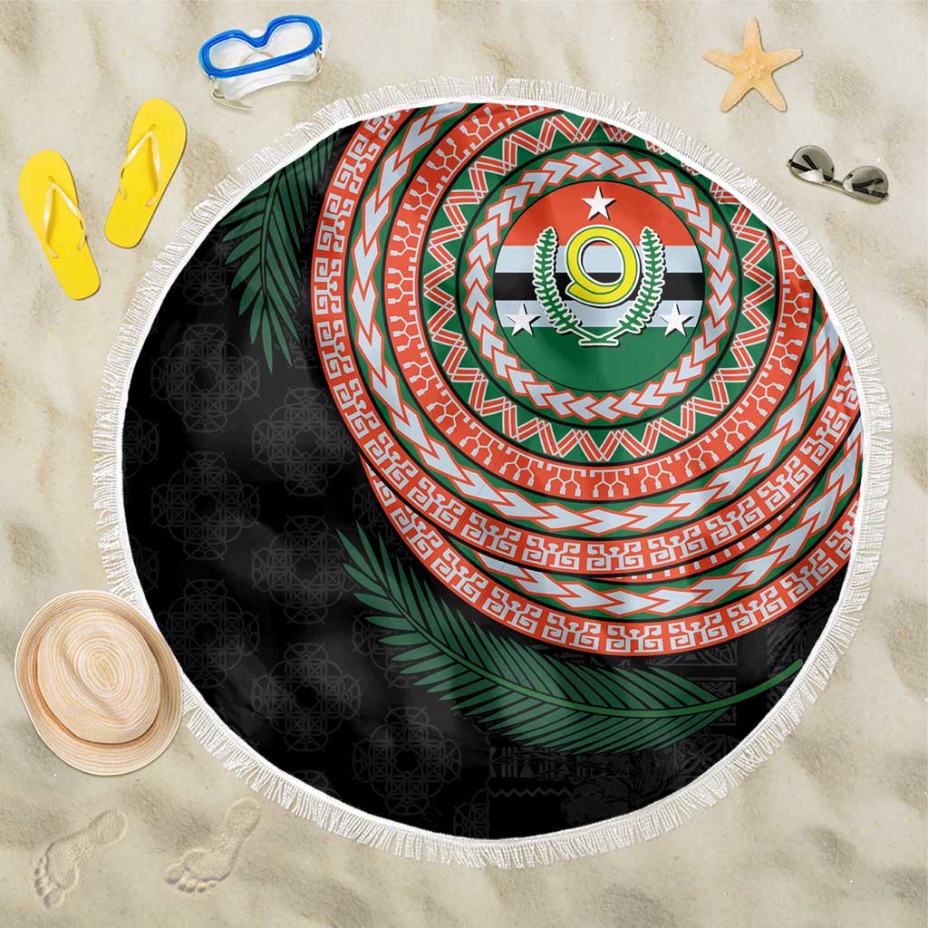 Penama Tribal Tattoo with Namele Leaves Beach Blanket LT03 One Size 150cm Black - Polynesian Pride