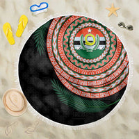 Penama Tribal Tattoo with Namele Leaves Beach Blanket LT03 One Size 150cm Black - Polynesian Pride